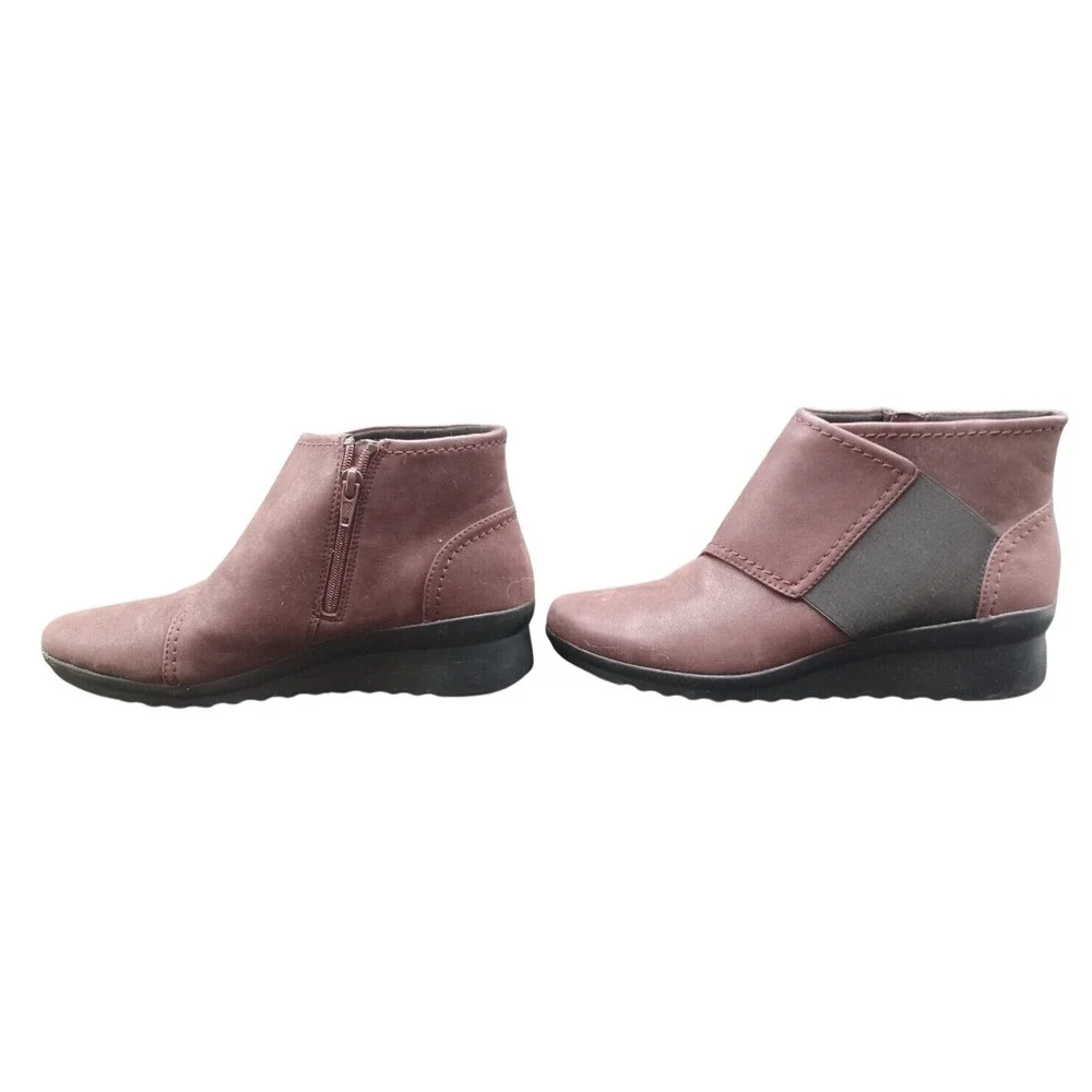 Clarks Cloudsteppers‎ Sillian Tino Burgundy Plum Ankle Boots Womens 8.5 M